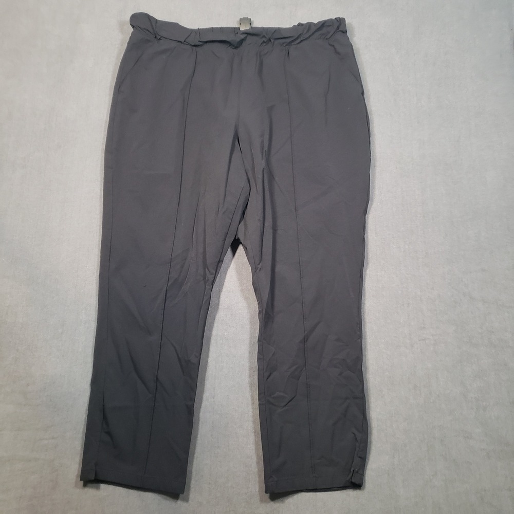 Tek Gear Active Pants Womens XXL‎ Black Straight Leg Elastic Waist Seam Detail